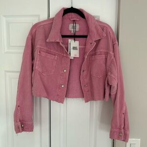 BDG urban outfitters pink rose corduroy crop jacket size small